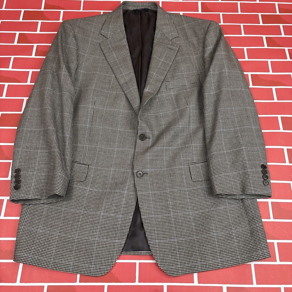 Brooks Brothers  Blazer Sport Coat Mens 44R Wool Houndstooth Tweed Made In Italy